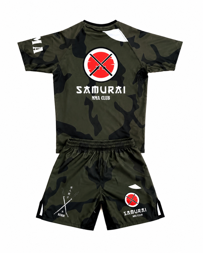 ست تیشرت و شلوارک ورزشی مردانه mma مدل samurai