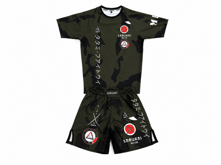 ست تیشرت و شلوارک ورزشی مردانه mma مدل samurai