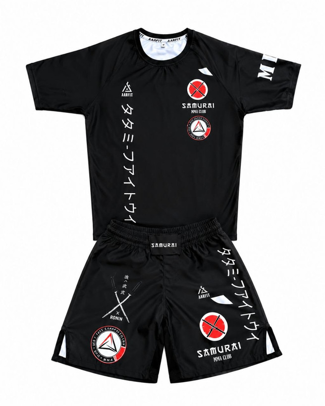 ست تیشرت و شلوارک ورزشی مردانه mma مدل samurai